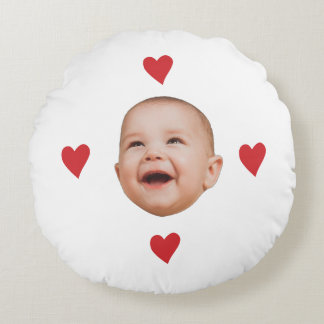 Custom Cute Baby Face One Photo Round Pillow