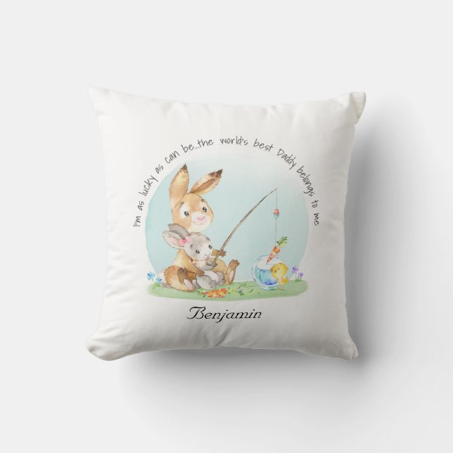 Custom Cute Bunny Best Daddy Gift For Father  Throw Pillow (Front)