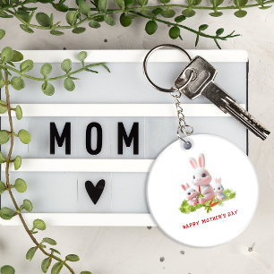 Custom Cute bunny Mom keychain
