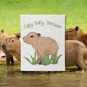 Custom Cute Capybara Pun Capy Baby Shower  Jigsaw Puzzle