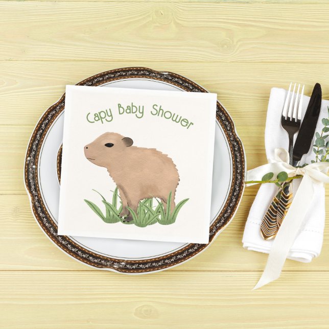 Custom Cute Capybara Pun Capy Baby Shower  Napkin (Creator Uploaded)