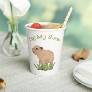 Custom Cute Capybara Pun Capy Baby Shower Paper Cups
