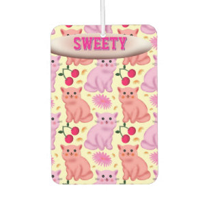 Custom Cute Cat Cherry Floral Pattern Air Freshener