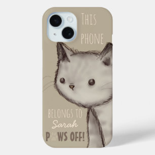 Custom Cute Cat Illustration Paws Off  iPhone 15 Case