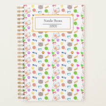 Custom Cute Cat Pattern Planner Personalized Name