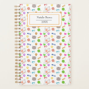 Custom Cute Cat Pattern Planner Personalized Name