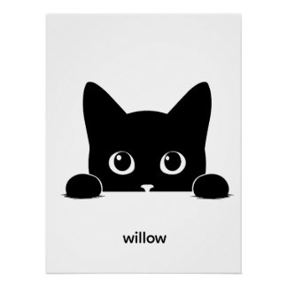 Custom Cute Cat Pet Name Poster