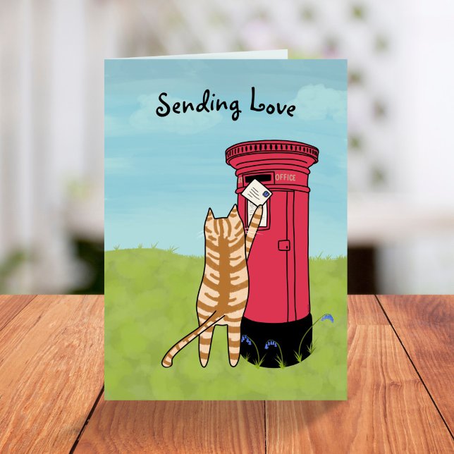 Custom Cute Cat Sending Love Sympathy Card (Creator Uploaded)