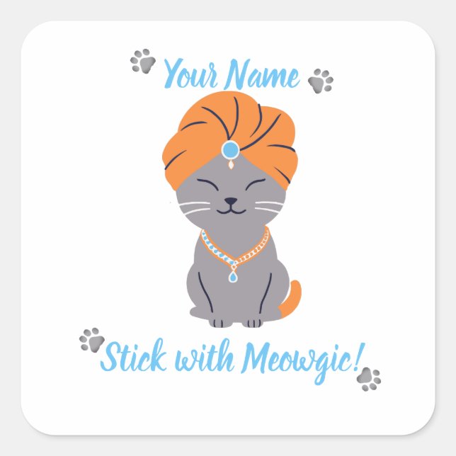 Custom Cute Cat Sticker - Stick with Meowgic (Front)