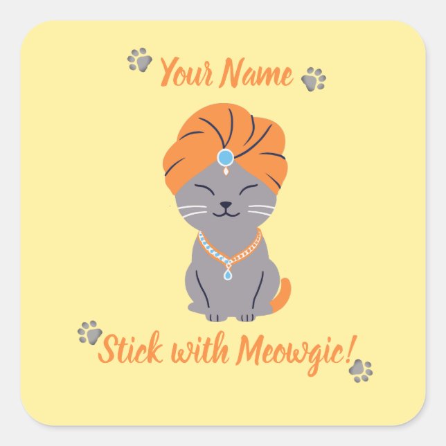 Custom Cute Cat Sticker - Stick with Meowgic (Front)