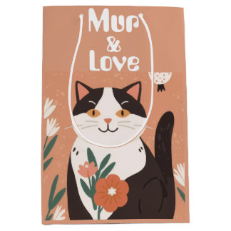 Custom Cute Cat with Mur and Love Medium Gift Bag