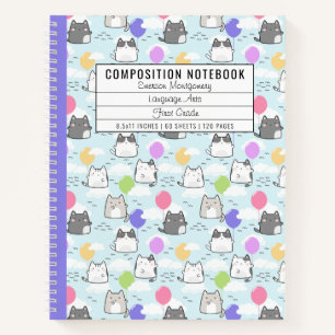 Custom Cute Cats Pattern Kid's Composition Notebook