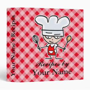 Custom cute chef cook cartoon recipe binder book