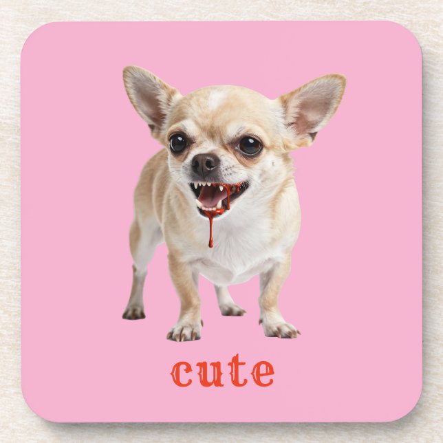Custom Cute Chihuahua Aggro Nasty Vicious Coaster (Front)