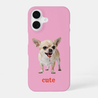 Custom Cute Chihuahua Aggro Nasty Vicious iPhone 16 Case