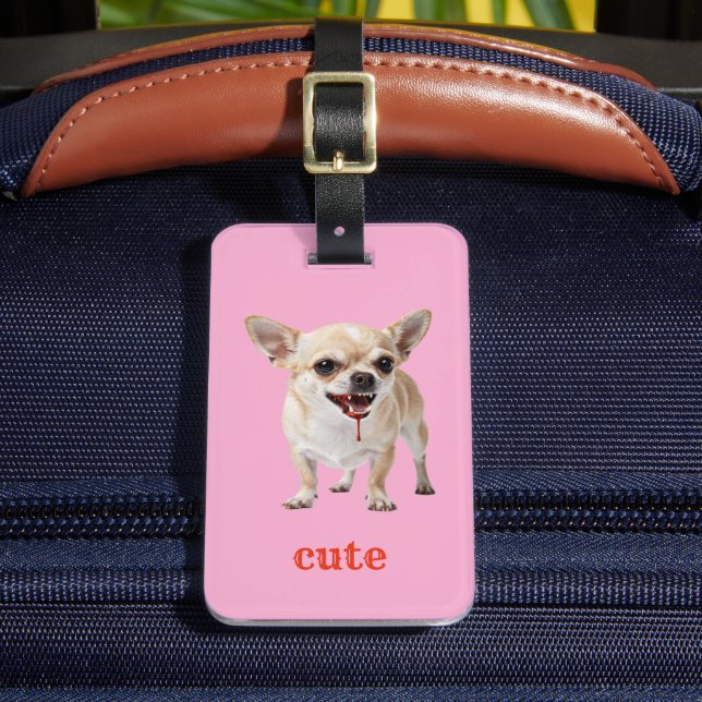 Custom Cute Chihuahua Aggro Nasty Vicious Luggage Tag (Front Insitu 2)