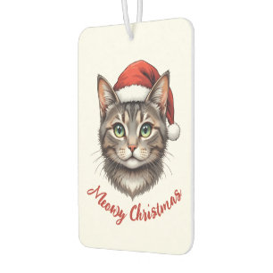 Custom Cute Christmas Cat with Santa Hat Air Freshener