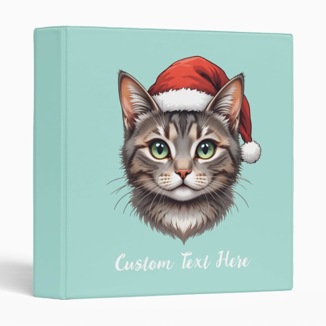 Custom Cute Christmas Cat with Santa Hat  Binder (Front/Spine)