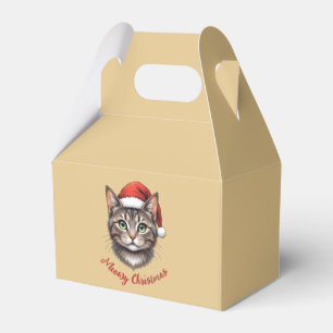 Custom Cute Christmas Cat with Santa Hat Favor Box