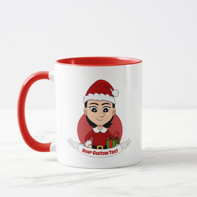 Custom cute Christmas girl cartoon Mug (Left)