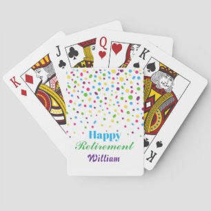Custom Cute Colorful Confetti Happy Retirement Playing Cards