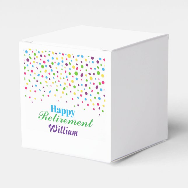 Custom Cute Colourful confetti Happy Retirement  Favor Box (Front Side)