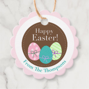 Custom Cute Colourful Happy Easter Eggs Favour Tags