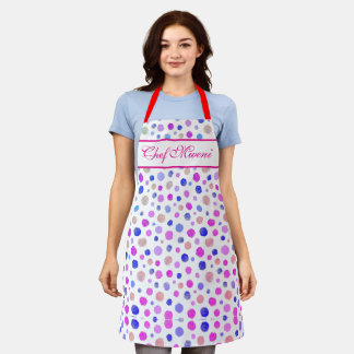 Custom cute colourful polka dots pattern kitchen apron