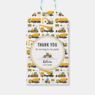 Custom Cute Construction Dump Truck Party Paper Gift Tags