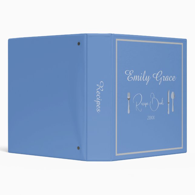 Custom Cute Cornflower Blue Recipe Binder (Background)