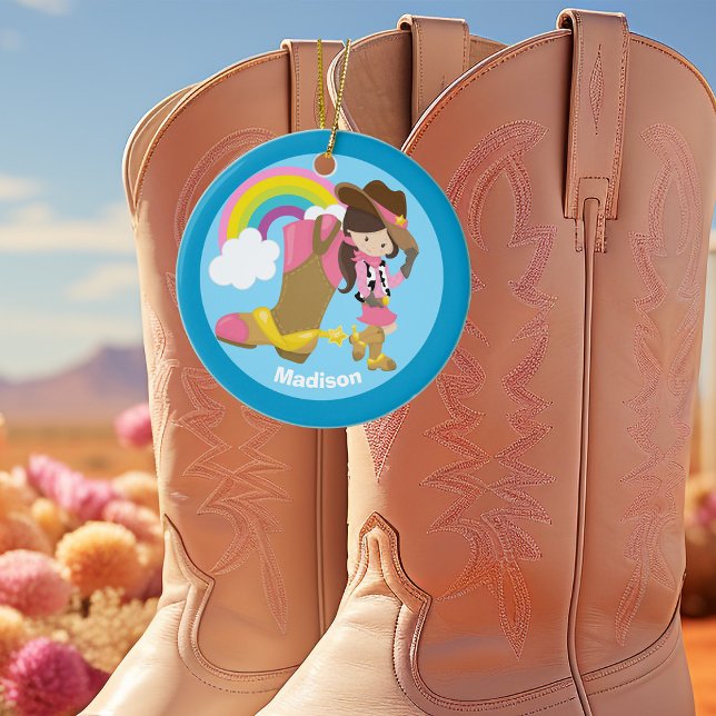 Custom Cute Cowgirl Ceramic Ornament (Creator Uploaded)