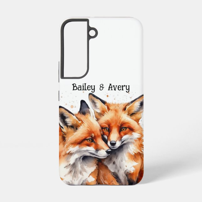 Custom Cute Cuddling Foxes Fox Couple Love Animals Samsung Galaxy S22 Case (Back)