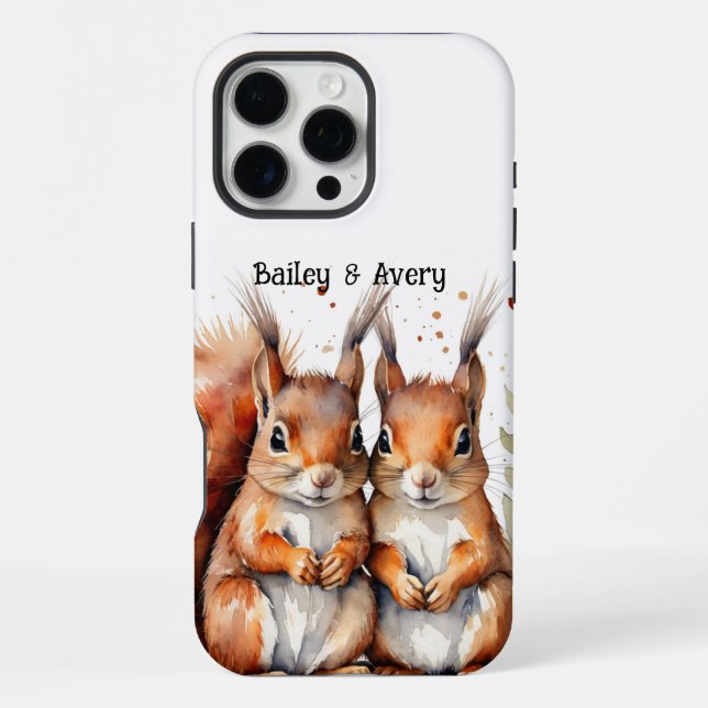 Custom Cute Cuddling Squirrels Couple Love Animals iPhone Case (Back)