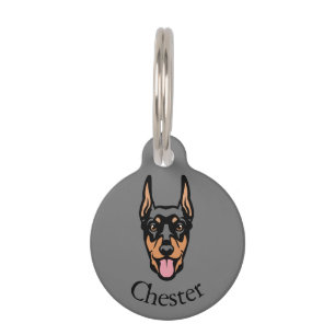 Custom Cute Doberman Dog Pet Tag