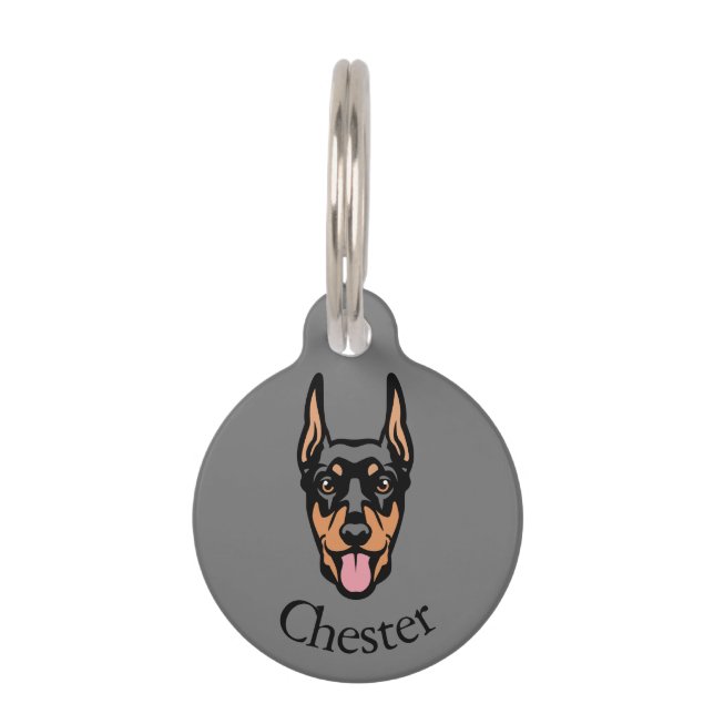 Custom Cute Doberman Dog Pet Tag (Front)