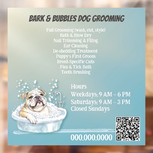 Custom Cute Dog Pet Grooming Window Cling (Sheet 2)