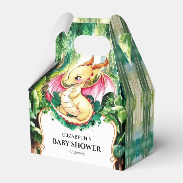 Custom Cute Dragon Baby Shower Favor Box (Front Side)
