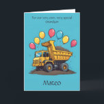 Custom Cute Dump Truck Grandson Birthday Poem Card<br><div class="desc">Make your grandson’s big day even brighter with this personalized birthday poem card—featuring a cheerful dump truck with colourful balloons and his very own name right on the front! Use the Design Tool to customize every detail: the child’s name, the birthday age, and even the poem inside. This joyful design...</div>