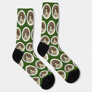 Custom Cute Face Photo Personalized Forest Green Socks