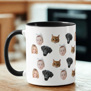 Custom Cute Family Face 4 Photos Mug