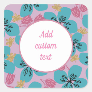 custom cute floral pink modern square sticker