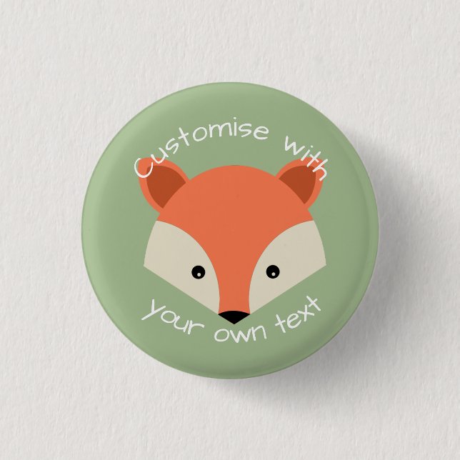 Custom Cute Fox Face 1 Inch Round Button (Front)