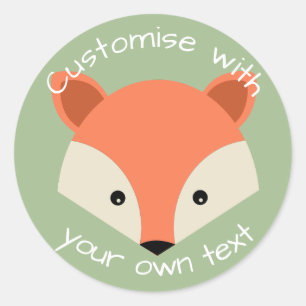 Custom Cute Fox Face Classic Round Sticker