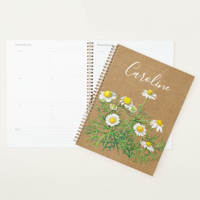 Custom Cute Fun Vintage Chamomile Flowers Planner (Display)