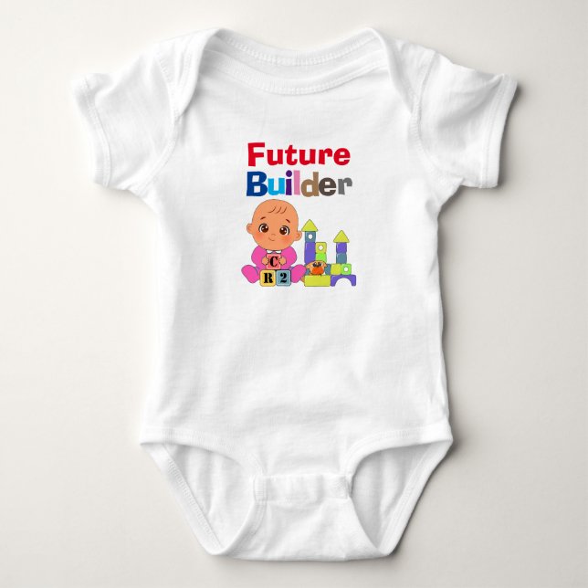 Custom Cute Funny Baby Future Builder Architect Bodysuit (Front)