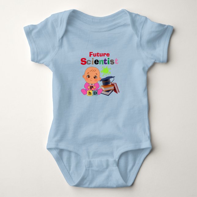 Custom Cute Funny Baby Future Scientist Profession Bodysuit (Front)