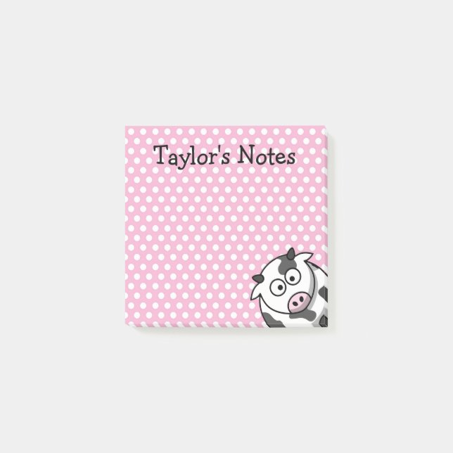 Custom Cute Funny Cartoon Cow Post-it Notes (Front)