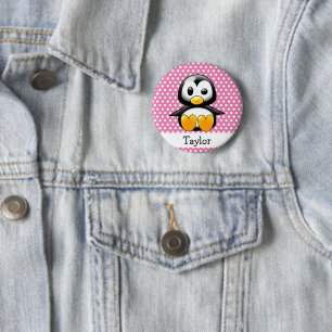 Custom Cute Funny Cartoon Penguin 2 Inch Round Button
