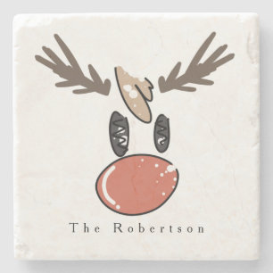 Custom cute funny reindeer family stone coaster