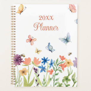 Custom Cute Girly Wildflowers and Butterflies Planner